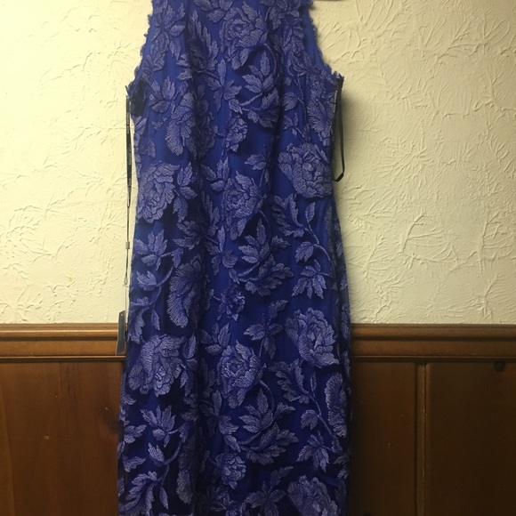 Tadashi Shoji Embroidered Floral Sheath Dress Blu - Picture 8 of 8